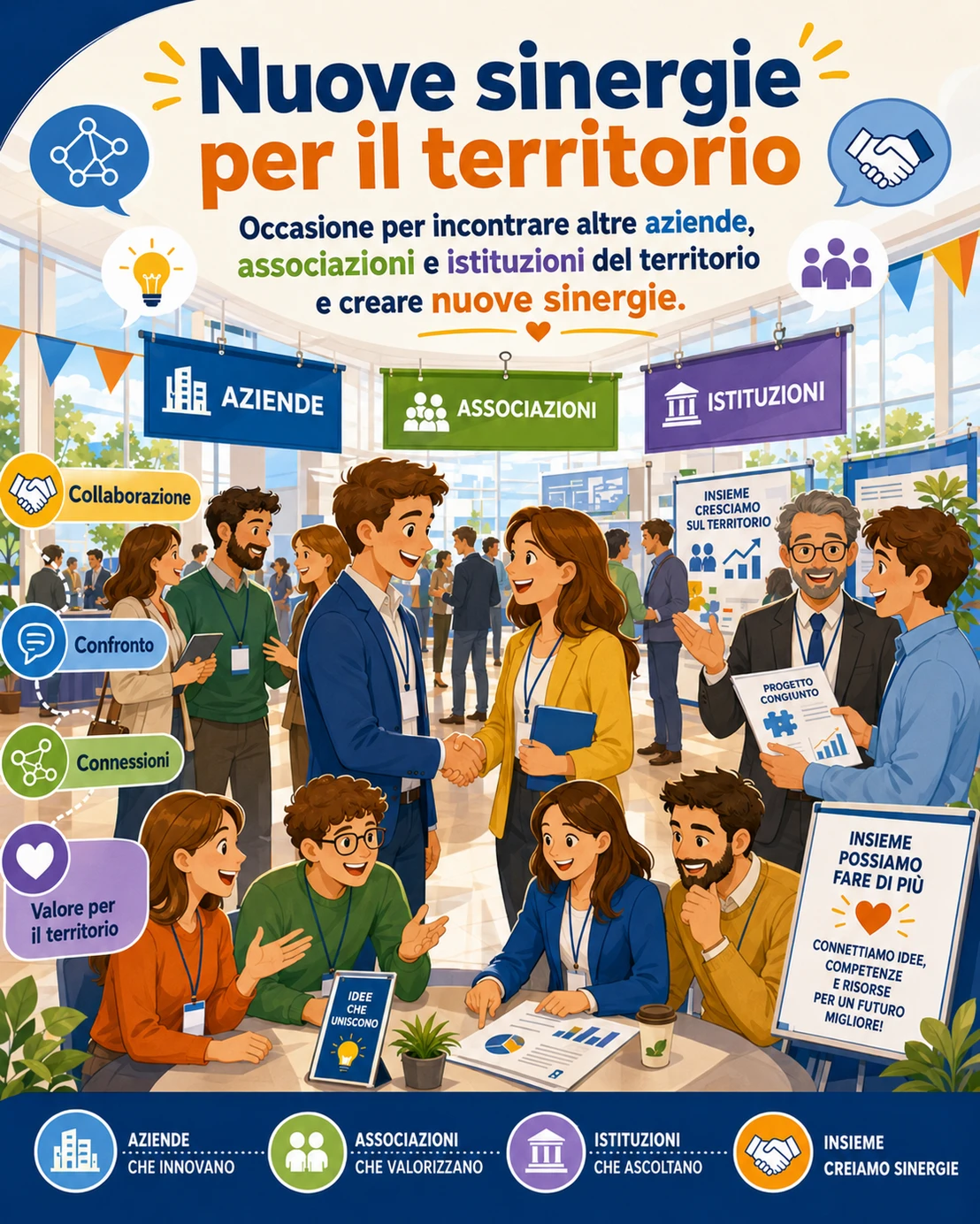 Rappresentanti di aziende che si stringono la mano durante un evento